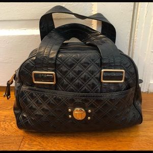 Marc Jacobs navy blue patent leather quilted bag